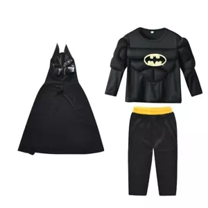 Niños Superhéroe Batman Juegos con disfraces Traje muscular Prendas para el torso Pantalones Niño Niña Disfraz de Halloween - Imagen 1 de 7