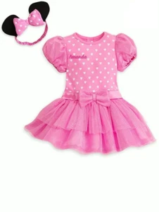 NEW Disney Store Baby Minnie Mouse Pink Costume Dress Bodysuit & Ears 9-12M NWT - Picture 1 of 2