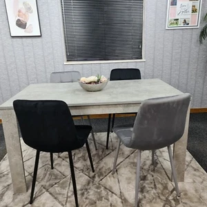 Dining Table Set Of 4,Kitchen Dining Table and 4 Grey Black Tufted Velvet Chairs - Picture 1 of 7