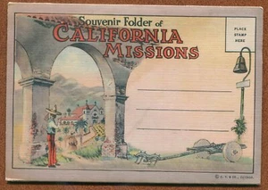California Missions postcard 1920s Pre-linen Postcard foldout PF209a - Picture 1 of 2