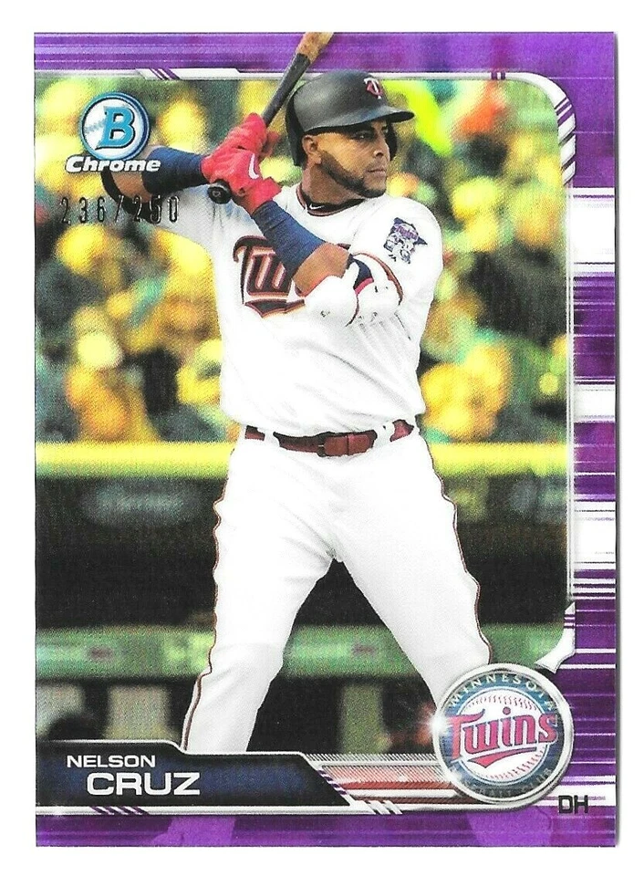 Nelson Cruz 2019 Bowman Chrome Purple Refractor #70 /250 Minnesota Twins Insert - Image 1 of 3