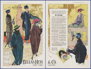 Vintage 1919 BELLAS HESS & CO. Women's Fashion New York Ephemera Art Print Ad - Picture 1 of 1