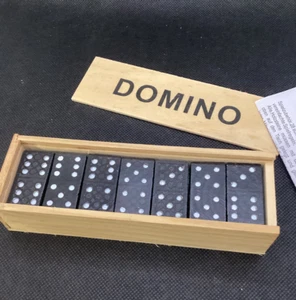 Domino Set Scatola Legno Piccola Vintage Con Istruzioni - Foto 1 di 9