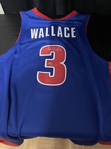 Big Ben Wallace Detroit Pistons #3 Reebok Jersey Autographed COA