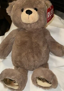 Original Brown Teddy Bear 14" Beanbag Plush With Tag Kellytoy Russ Gold Ear Feet - Picture 1 of 6