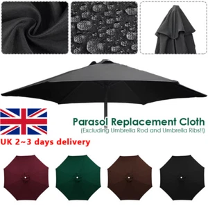 Replacement Fabric Parasol Cover Garden Canopy Patio 2m 2.7m 3m Cover 6 or 8 Arm - Picture 1 of 19