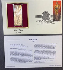 2007 Star Wars 22K Gold FDC First Day Cover - #4143 C-3PO - Disney - Picture 1 of 1