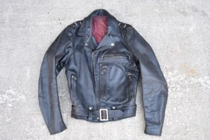 Chaqueta de moto de cuero Harley Cycle Champ vintage bolsillo cuero de caballo años 50 - Imagen 1 de 12