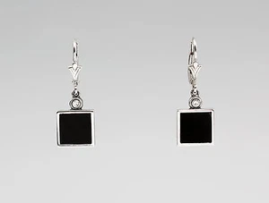 9901306 Ohrringe Swarovski-Stein Onyx 925er Silber  L3cm - Bild 1 von 1