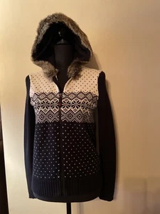 Tommy Hilfiger Black And White Sweater Hoodie Women Medium - Picture 1 of 5