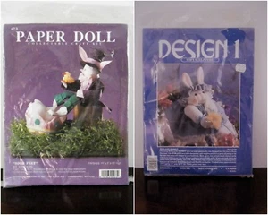 2 Easter Rabbit Design 1 Rosland Soft Sculpture Paper Doll Collectable Sore Feet - Bild 1 von 10