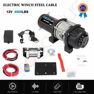 Offroad 4500LB Winch ATV UTE 12V Electric Remote Waterproof Boat Steel Cable Kit - Picture 1 of 12
