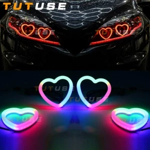 Heart-Shaped SRGB LED Dynamic Angel Eyes Halo Ring Turn Signals Light Bluetooth - Picture 1 of 5