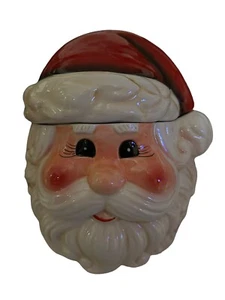 Cookie Jar Santa Claus Ceramic Candy Canister Christmas Gift Holidays 2pc NWT - Picture 1 of 7
