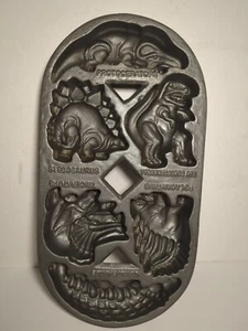 Vintage John Wright Cast Iron 1988 Dinosaur Cake Baking Pan Muffin Mold Pan USA - Picture 1 of 9