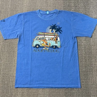 Vintage Crazy Shirts Hawaii Humane Society Adopt A Dog Blue T-Shirt Medium Surf - Image 1 of 4