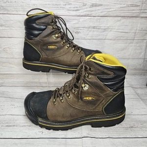 Keen Milwaukee 6" Steel Toe Waterproof Brown Leather Work Boots Men's 13 D Worn - Picture 1 of 9