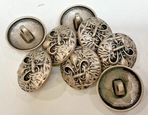 buttons silver tone 1/2" fleur de lis- 5 pcs - Picture 1 of 4