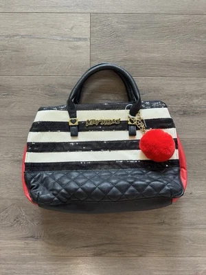 Betsy Johnson Bolso de Mano Nuevo con Etiquetas Negro Blanco Rojo Cartera con Lentejuelas Foto 1 de 2
