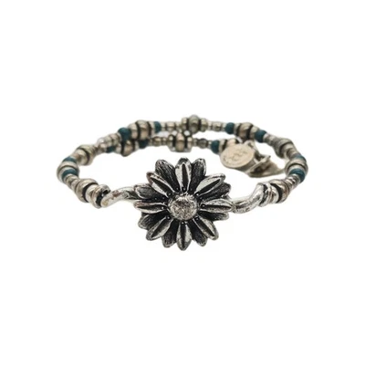 Браслет с цветком Alex and Ani серебристый зеленый с бисером 66 Energy OSFM - Изображение 1 из 4