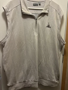 Mens Ashworth Sleeveless Zip Neck Golf Vest Size XXLarge Beige Preowned - Picture 1 of 8