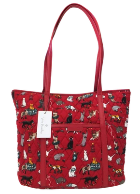 Nuevo NUEVO CON ETIQUETAS Vera Bradley Vacaciones Gatitos Navidad Pequeño Recortado Bolso Cartera ROJO Foto 1 de 4