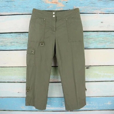 Jones New York Signature Cargo Pants Womens Size 12 Green 100% Cotton Pockets - Image 1 of 4