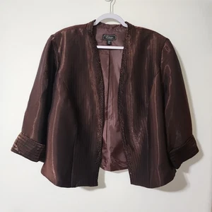 Dressbarn Collection Damen Abend Perlen 3/4 Arm Offen Jacke Braun Größe 22 - Bild 1 von 8