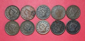 1837-1853 großes Cent Lot - 10 Keulen - alle verschiedene Daten - Bild 1 von 2