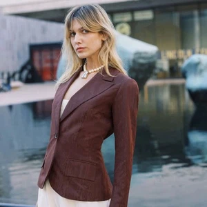 Chocolate brown Moire jacket blazer NWT - Picture 1 of 3