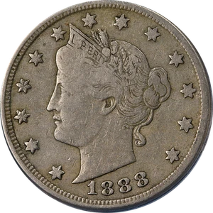 1888 Liberty V Nickel ANACS F12 Nice Eye Appeal Nice Strike - Picture 1 of 4