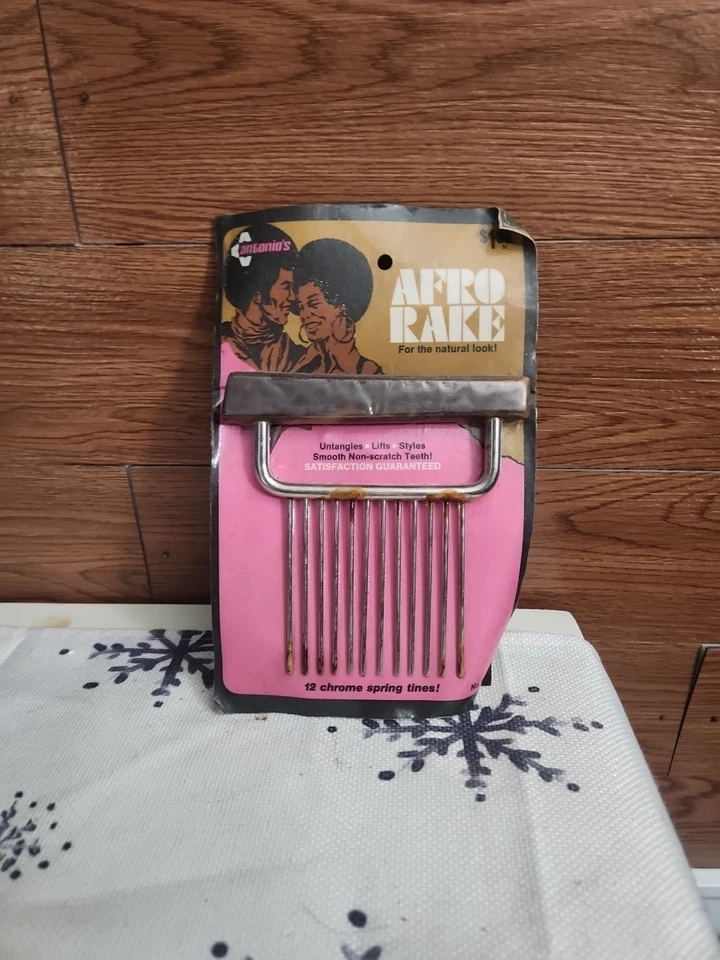 Rastrillo Afro Ancho Antonio 12 Dientes Cromo Vintage Antiguo Años 70 Altoona PA 810C Foto 1 de 4