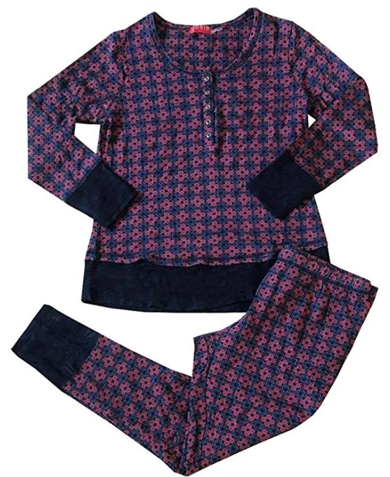 Conjunto de pijama para mujer Josie by Natori Fireside Henley azul/rojo/verde Foto 1 de 3