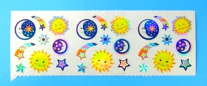 Vintage Sandylion Suns Moons Stars Celestial Sticker Strip Foiled - Picture 1 of 4
