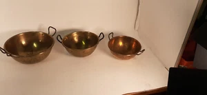 Set of Three Handmade Brass Mixing Bowls, Great Mid Century Decor! - Picture 1 of 9