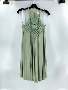 NWOT CY Fashion Green Boutique Crochet Sleeveless Flowy Boho Tunic Dress Size L - Picture 1 of 12