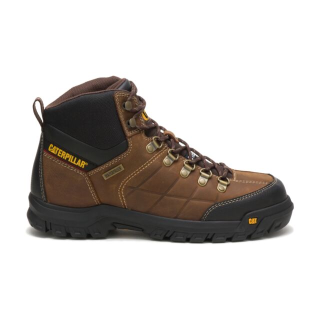 Caterpillar Bota de trabalho masculina Outbase macia, Couro marrom