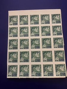 China 26a Stamp Air mail Overprint $100 Plane 1950 MNH IMPERF Block of 25 NGAI - Picture 1 of 3