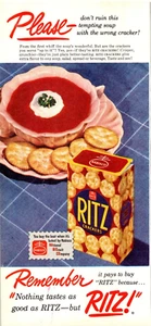 PRINT AD 1951 Nabisco Ritz Don’t Ruin Tempting Soup w Wrong Cracker 5x11 - Picture 1 of 1
