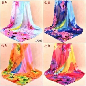 10 chiffon shawls flower 37.4" large square shawl hijab lady scarf - Picture 1 of 11
