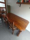 Vintage Solid Oak Dining Table And Chairs