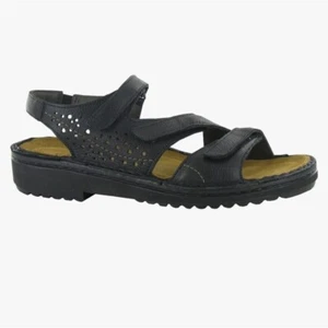 NAOT Black Sandals Size 9.5 The Birgit Style Perforated Leather Arch Support - Picture 1 of 12