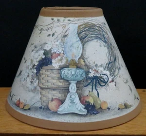 Small Vintage Clip On LAMP SHADE Country Motif 6" Wide at Bottom 4½" High EVC - Picture 1 of 9