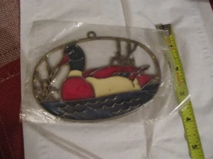 Mallard duck swimming Suncatcher Stained Glass-style window hanging - Picture 1 of 1