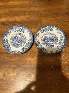 2er Set Johnson Brothers Coaching Szenen blau Untertasse 5 3/4" Jagd Land EG - Bild 1 von 9