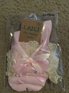 NWT Laili Pink Girls Socks With Lace And Bow Ribbon - Picture 1 of 3