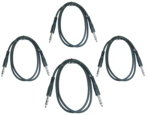 4 Patchkabel 90 cm Symmetrisch Stereo Klinke Kabel 6,3 mm Klinkenstecker schwarz - Picture 1 of 4