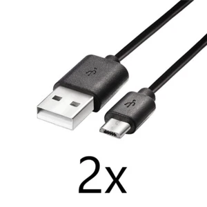 2x Black Micro USB Charge + Data Cable 3ft Long for Samsung Galaxy S5/S6/S7/Edge - Picture 1 of 9