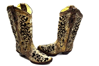 Bota vaquera Corral A3569 para mujer bordada floral - punta corta marrón 7,5 M Foto 1 de 4