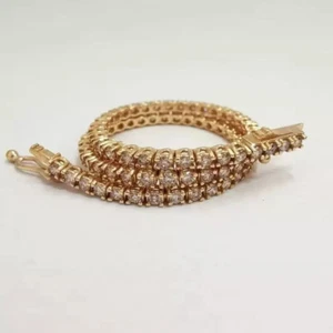 2.25MM Round GH/SI Natural Diamond GIA Verified Tennis Bracelet 14Kt Yellow Gold - Picture 1 of 22